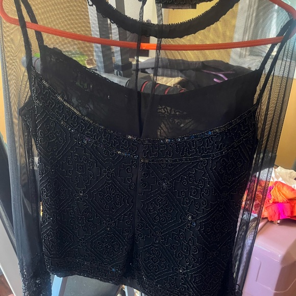 Evening lace and beaded blouse. Button top back with zip up. Beautiful size 8-10 - Picture 2 of 4